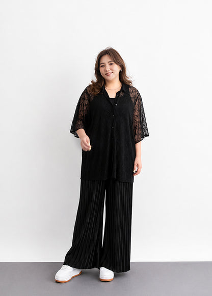 こだわりのプリーツパンツ股下68cm